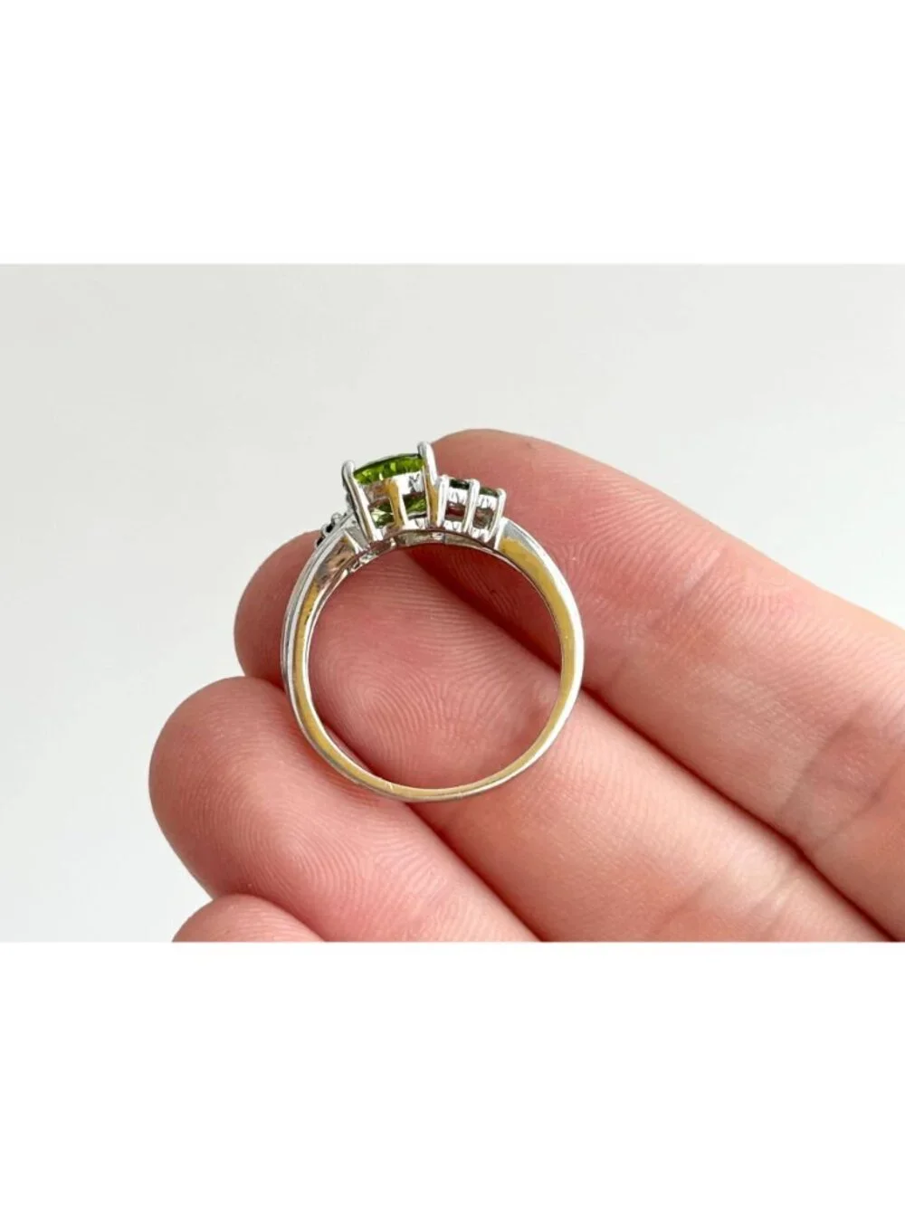 Thai Made Pear Cut Multi Stone Peridot Sterling Silver 925 Vintage Ring sz 7.75